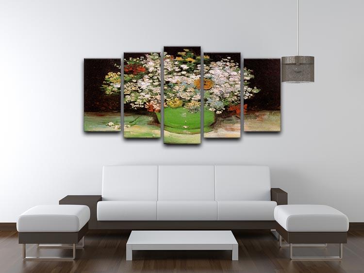 Vase with Zinnias and Other Flowers by Van Gogh 5 Split Panel Canvas - Canvas Art Rocks - 3