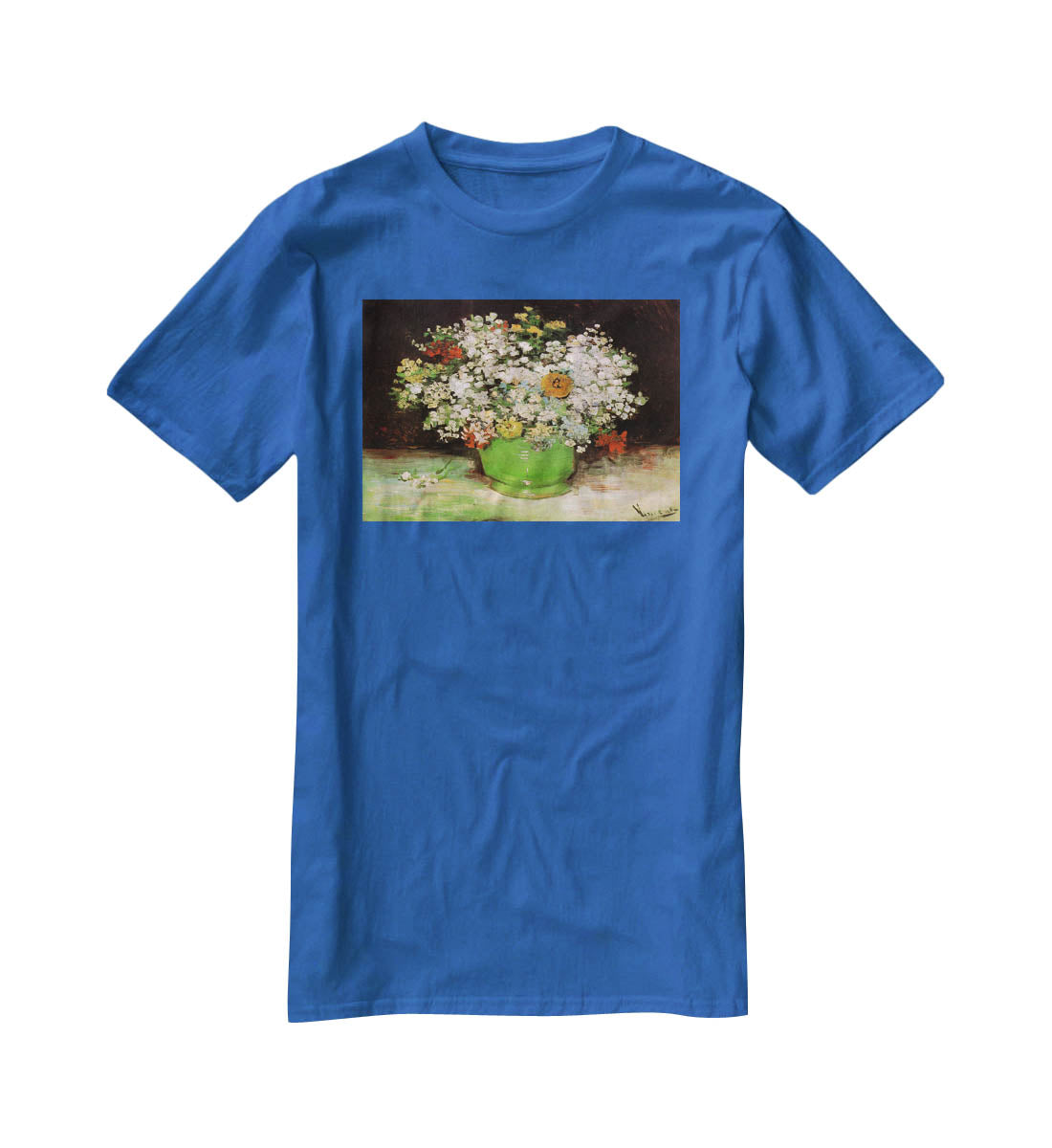 Vase with Zinnias and Other Flowers by Van Gogh T-Shirt - Canvas Art Rocks - 2