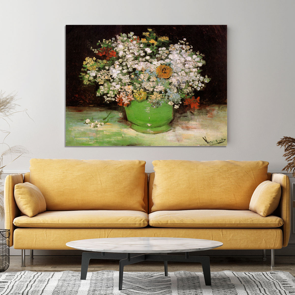 Vase with Zinnias and Other Flowers by Van Gogh Canvas Print or Poster - Canvas Art Rocks - 4