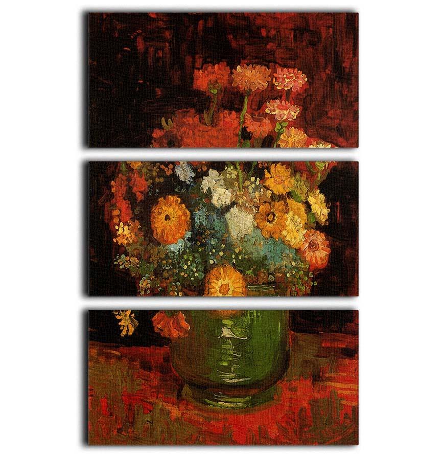 Vase with Zinnias by Van Gogh 3 Split Panel Canvas Print - Canvas Art Rocks - 1