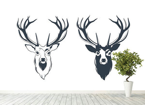 Vector Illustration of a Male Red Deer Head Wall Mural Wallpaper - Canvas Art Rocks - 4