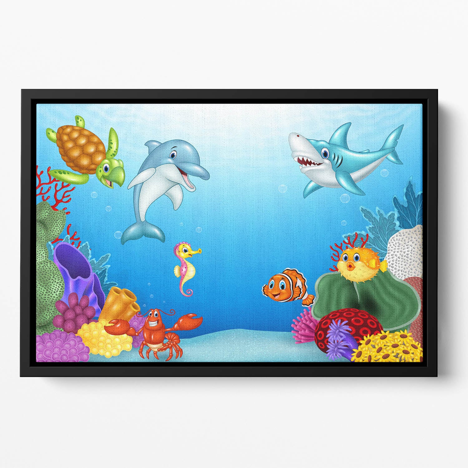Vector illustration of Cartoon tropical fish Floating Framed Canvas