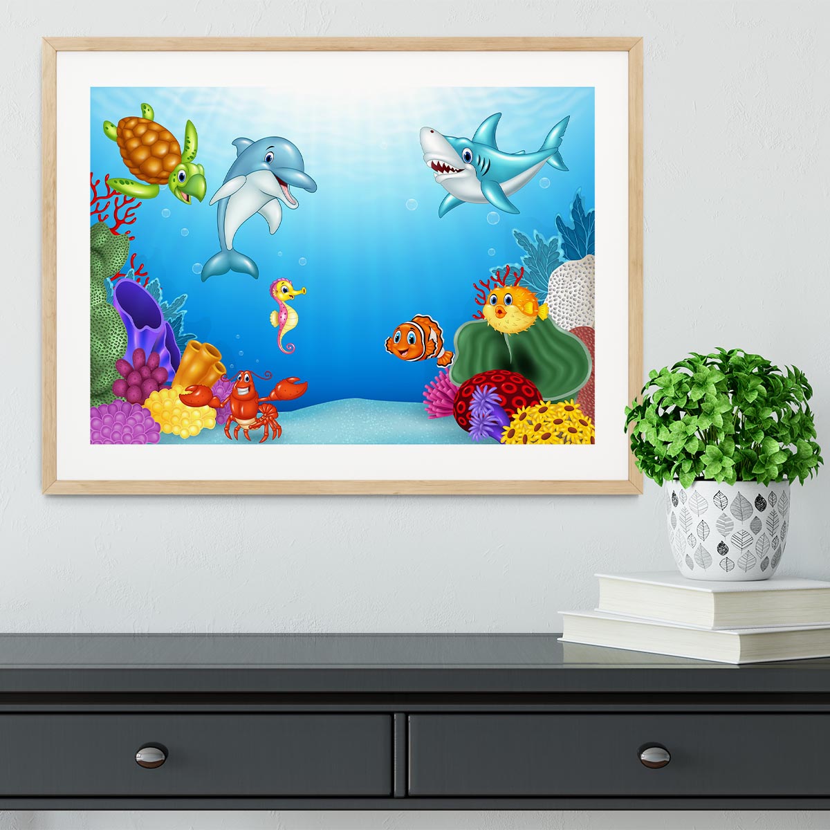 Vector illustration of Cartoon tropical fish Framed Print - Canvas Art Rocks - 3