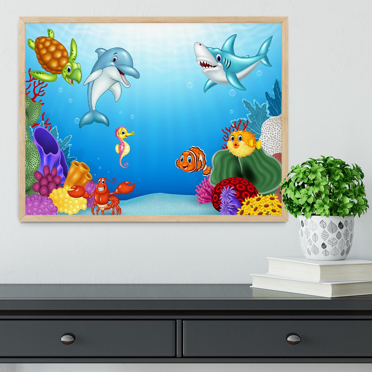 Vector illustration of Cartoon tropical fish Framed Print - Canvas Art Rocks - 4