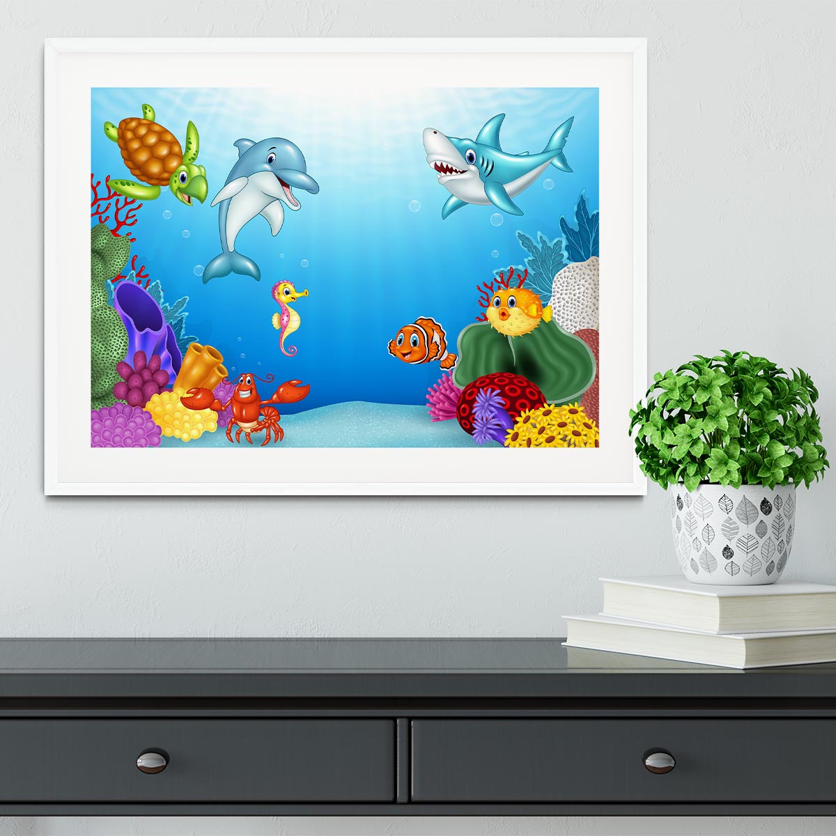 Vector illustration of Cartoon tropical fish Framed Print - Canvas Art Rocks - 5