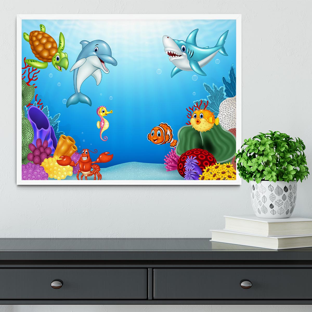 Vector illustration of Cartoon tropical fish Framed Print - Canvas Art Rocks -6