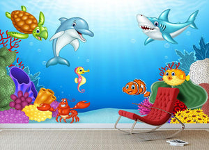 Vector illustration of Cartoon tropical fish Wall Mural Wallpaper - Canvas Art Rocks - 3