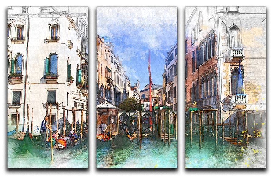 Venice Painting 3 Split Panel Canvas Print - Canvas Art Rocks - 1