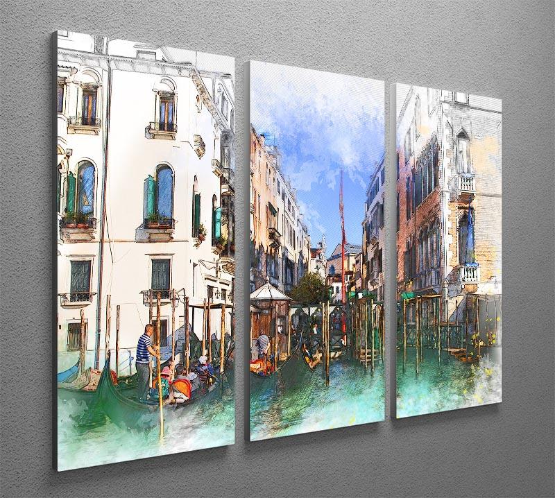 Venice Painting 3 Split Panel Canvas Print - Canvas Art Rocks - 2