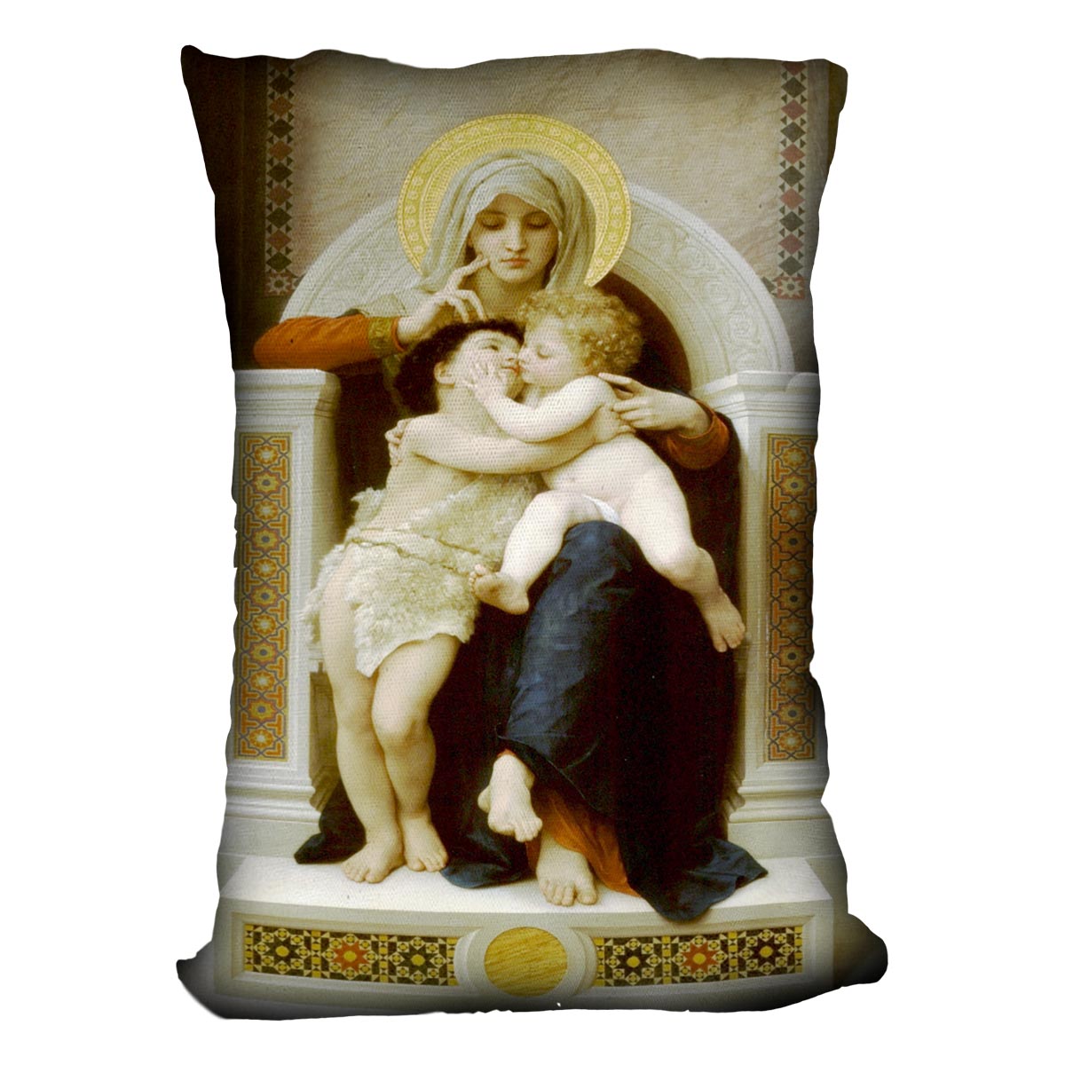Vierge-Jesus SaintJeanBaptiste 1875 By Bouguereau Cushion