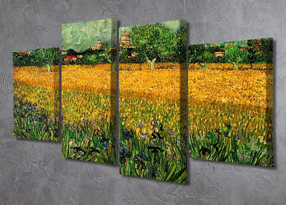 View of Arles with Irises in the Foreground by Van Gogh 4 Split Panel Canvas - Canvas Art Rocks - 2