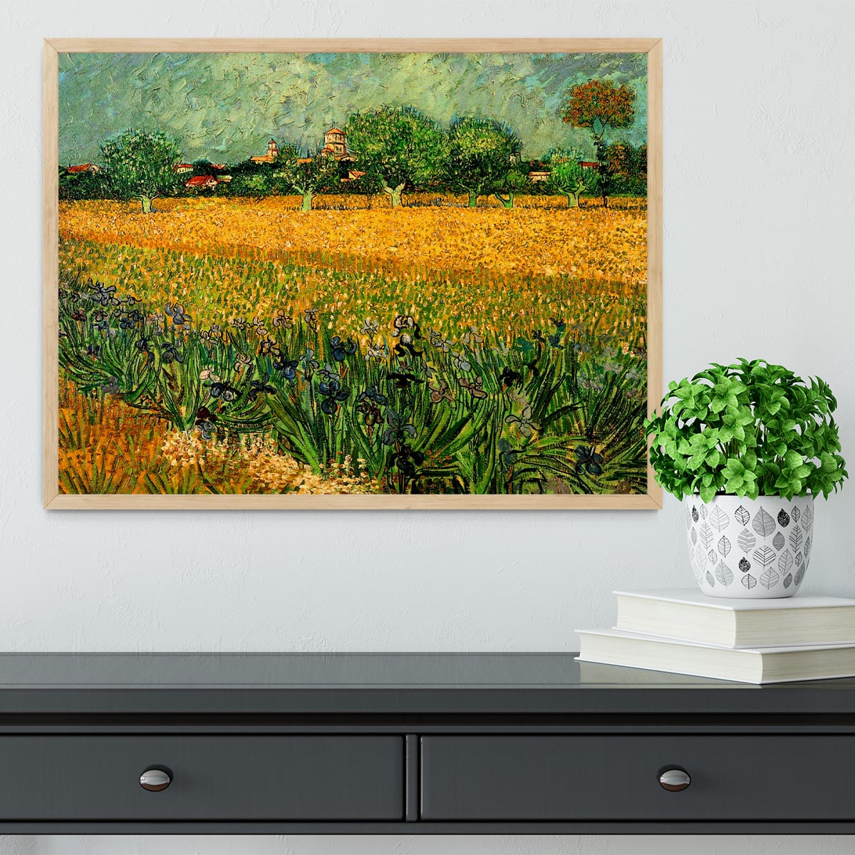View of Arles with Irises in the Foreground by Van Gogh Framed Print - Canvas Art Rocks - 4