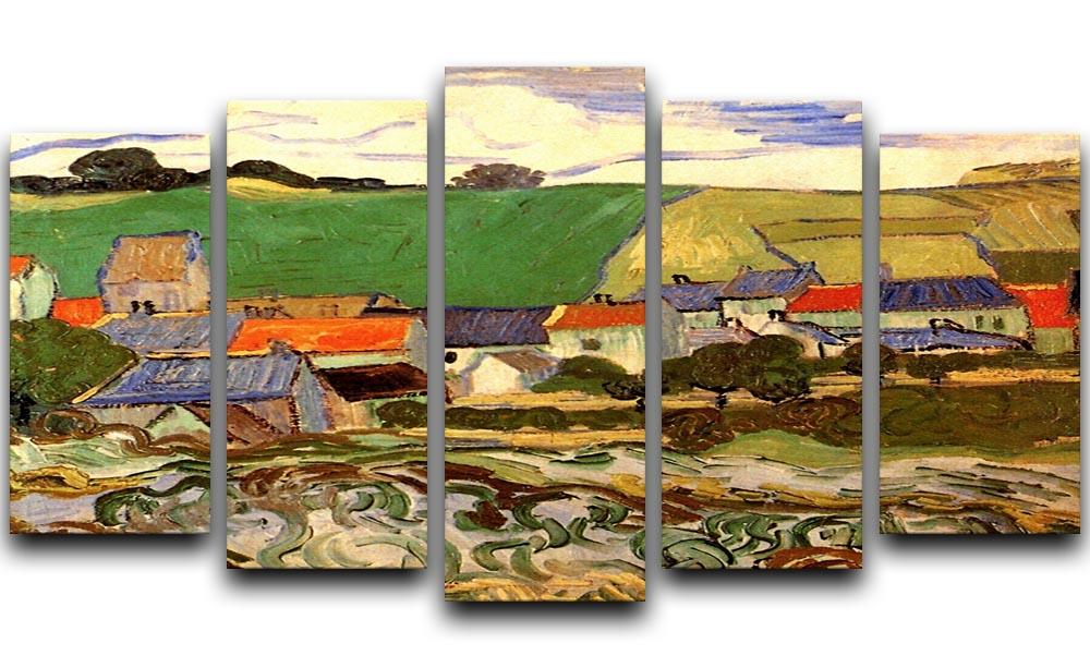 View of Auvers by Van Gogh 5 Split Panel Canvas  - Canvas Art Rocks - 1