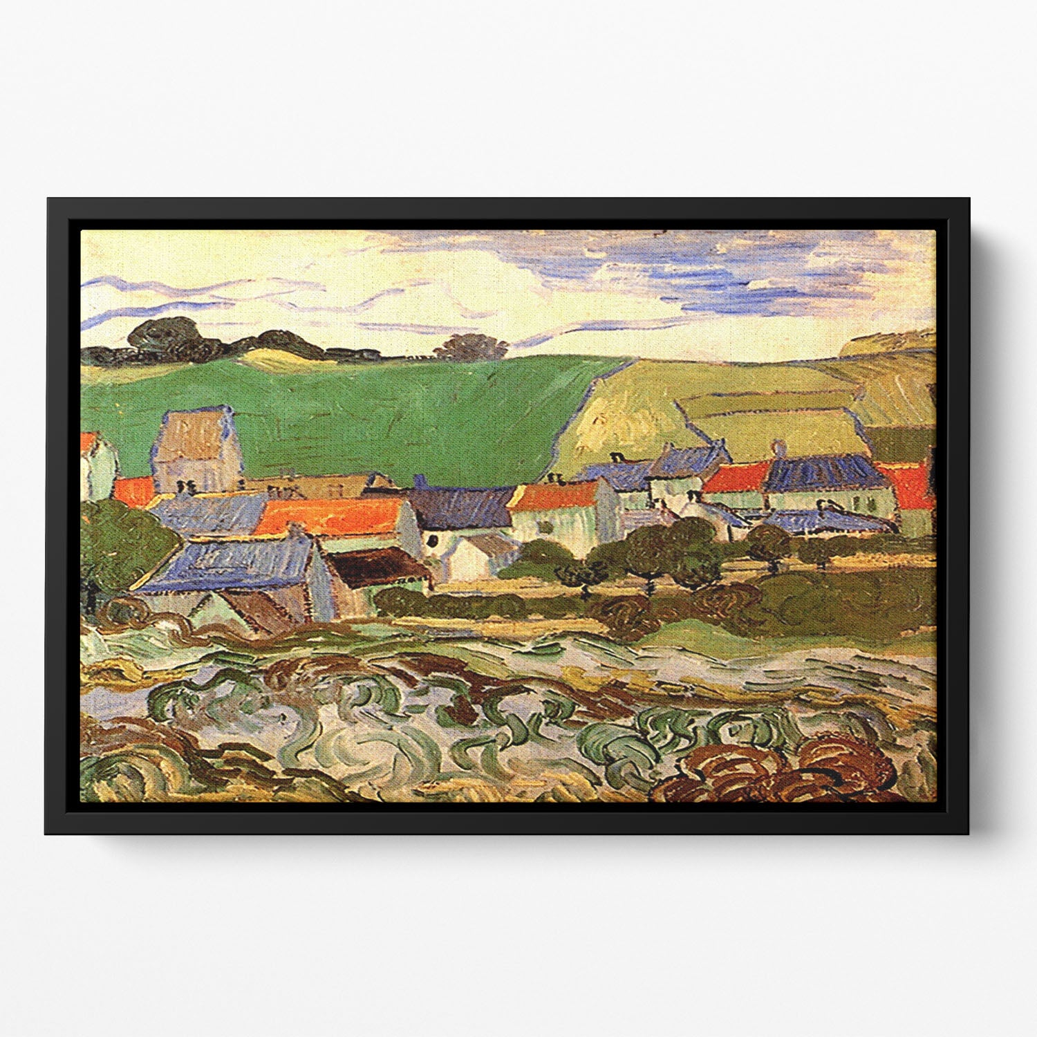 View of Auvers by Van Gogh Floating Framed Canvas
