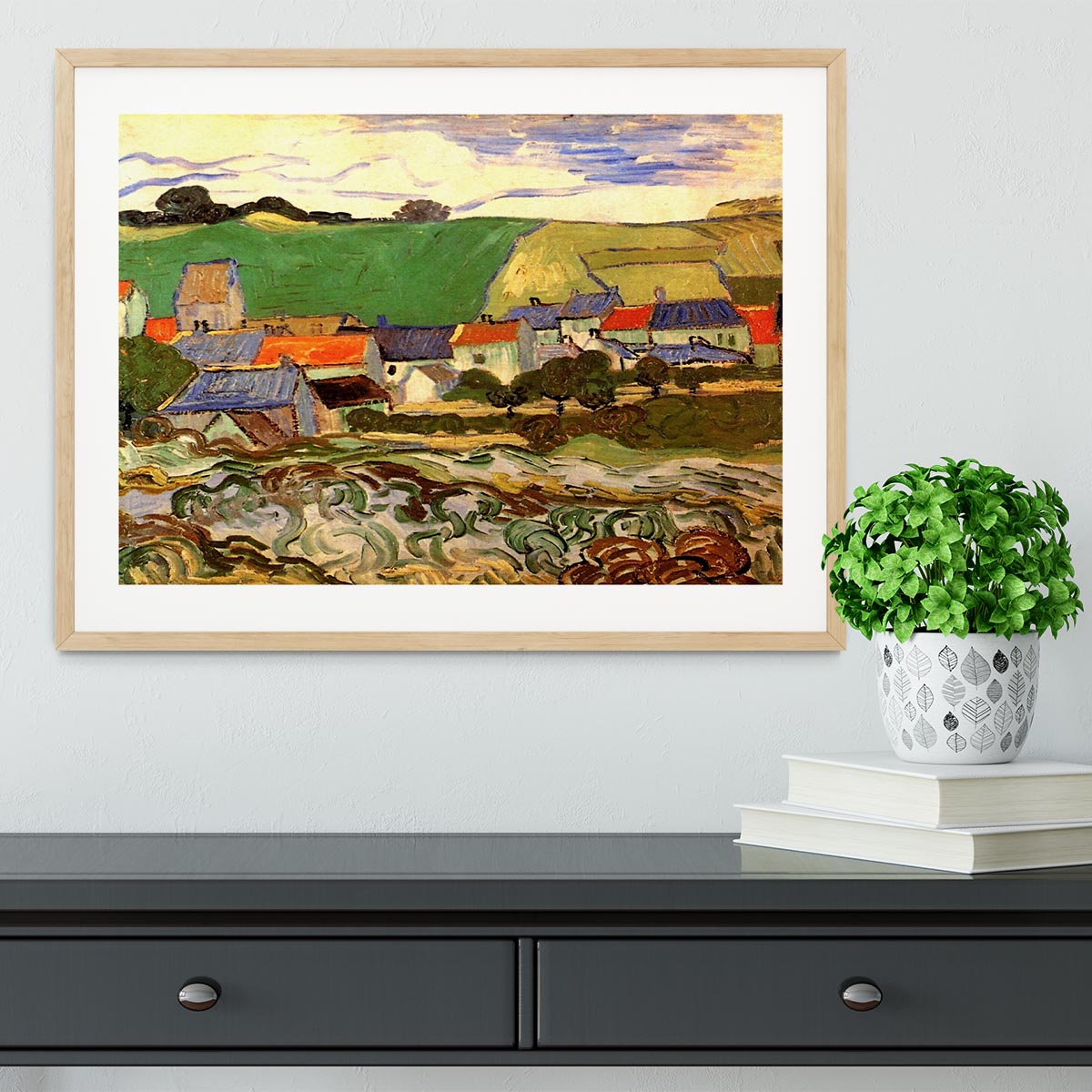 View of Auvers by Van Gogh Framed Print - Canvas Art Rocks - 3