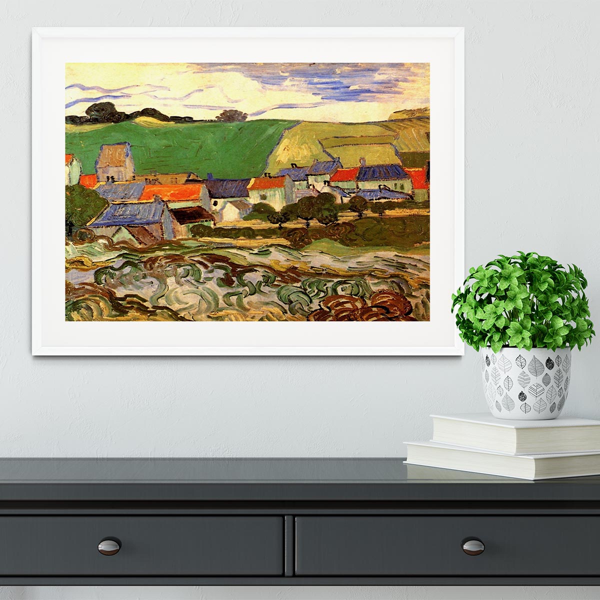 View of Auvers by Van Gogh Framed Print - Canvas Art Rocks - 5