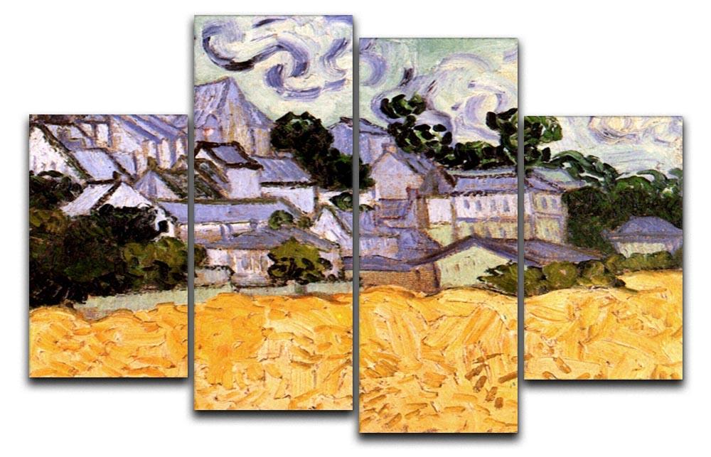 View of Auvers with Church by Van Gogh 4 Split Panel Canvas  - Canvas Art Rocks - 1