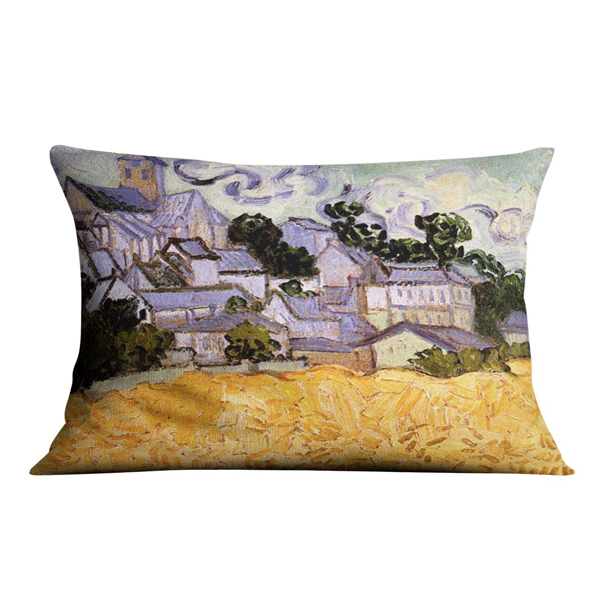 View of Auvers with Church by Van Gogh Cushion