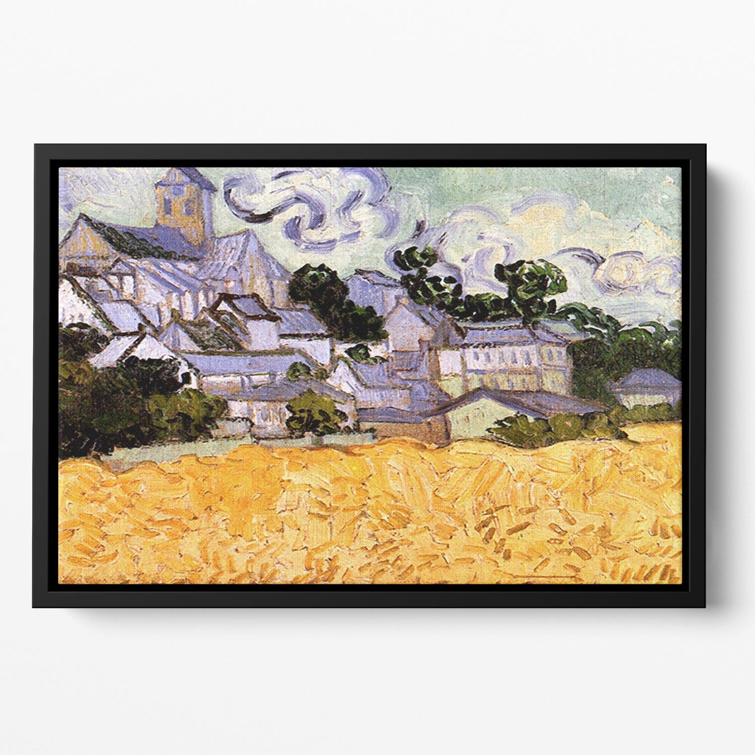View of Auvers with Church by Van Gogh Floating Framed Canvas