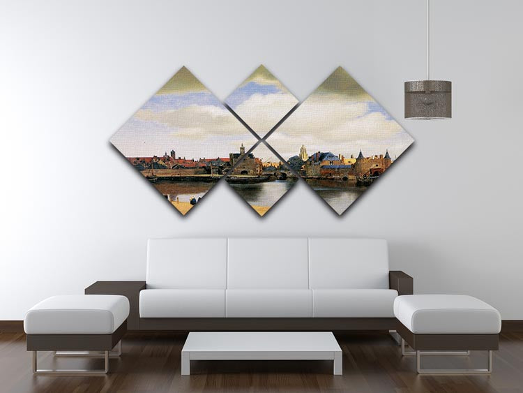 View of Delft by Vermeer 4 Square Multi Panel Canvas - Canvas Art Rocks - 3