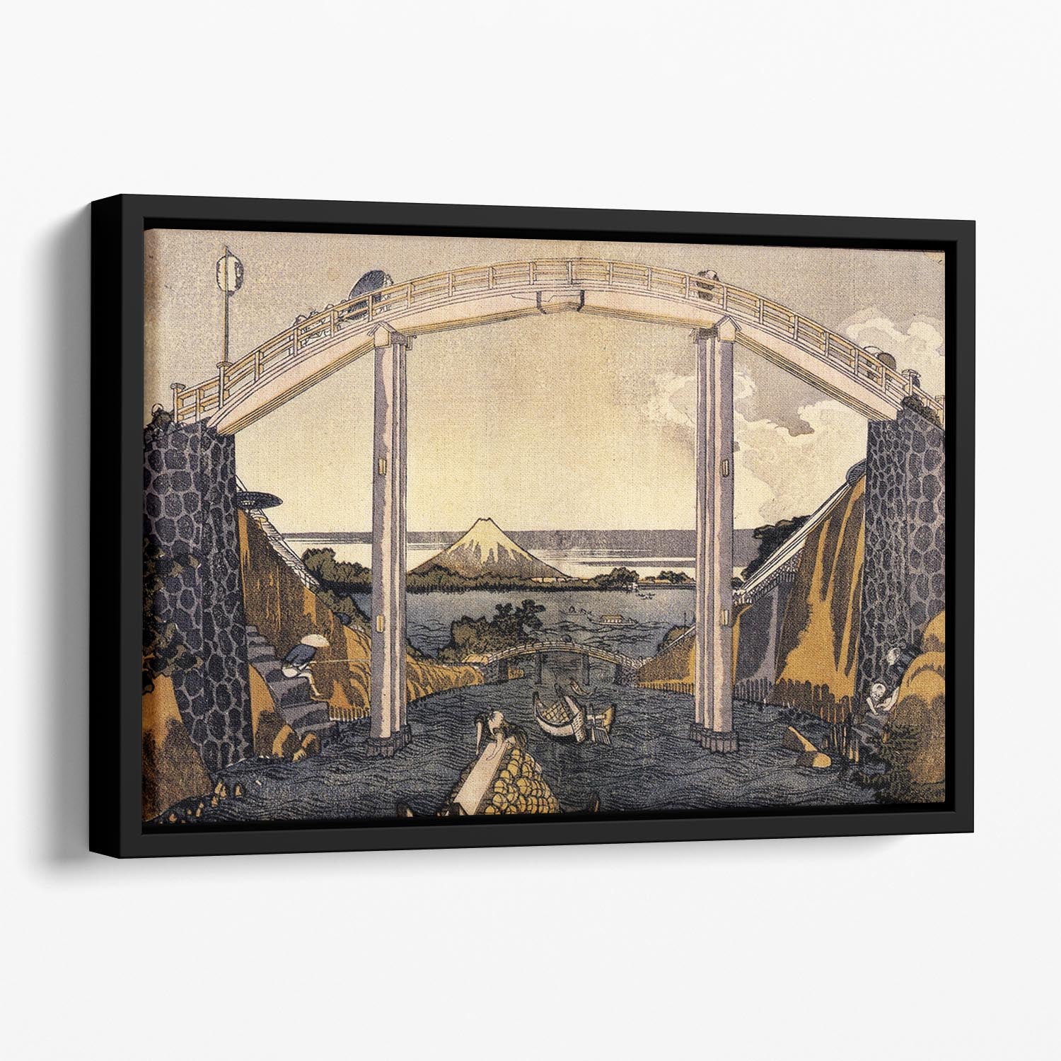 View of Mount Fuji by Hokusai Floating Framed Canvas