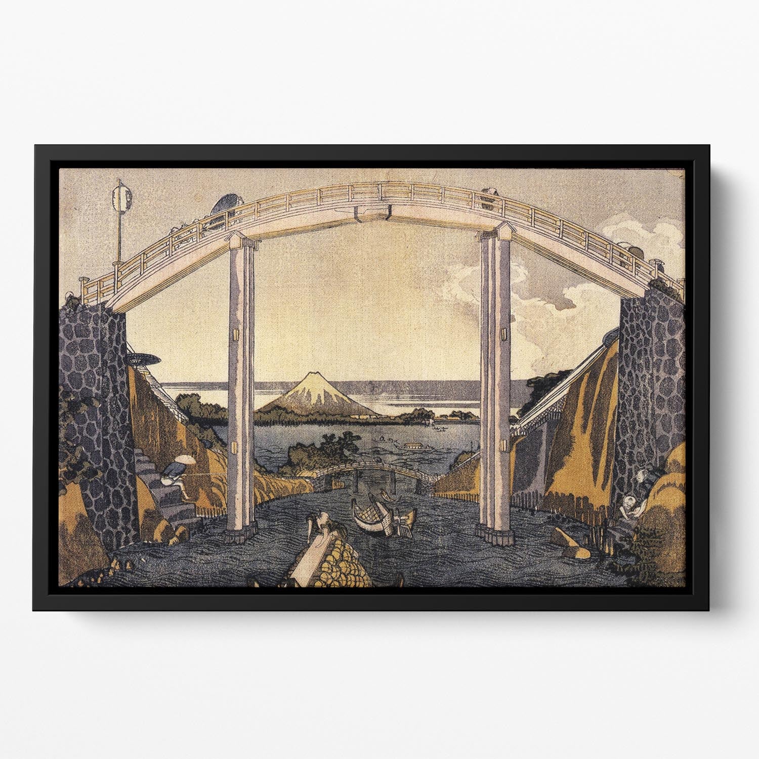 View of Mount Fuji by Hokusai Floating Framed Canvas