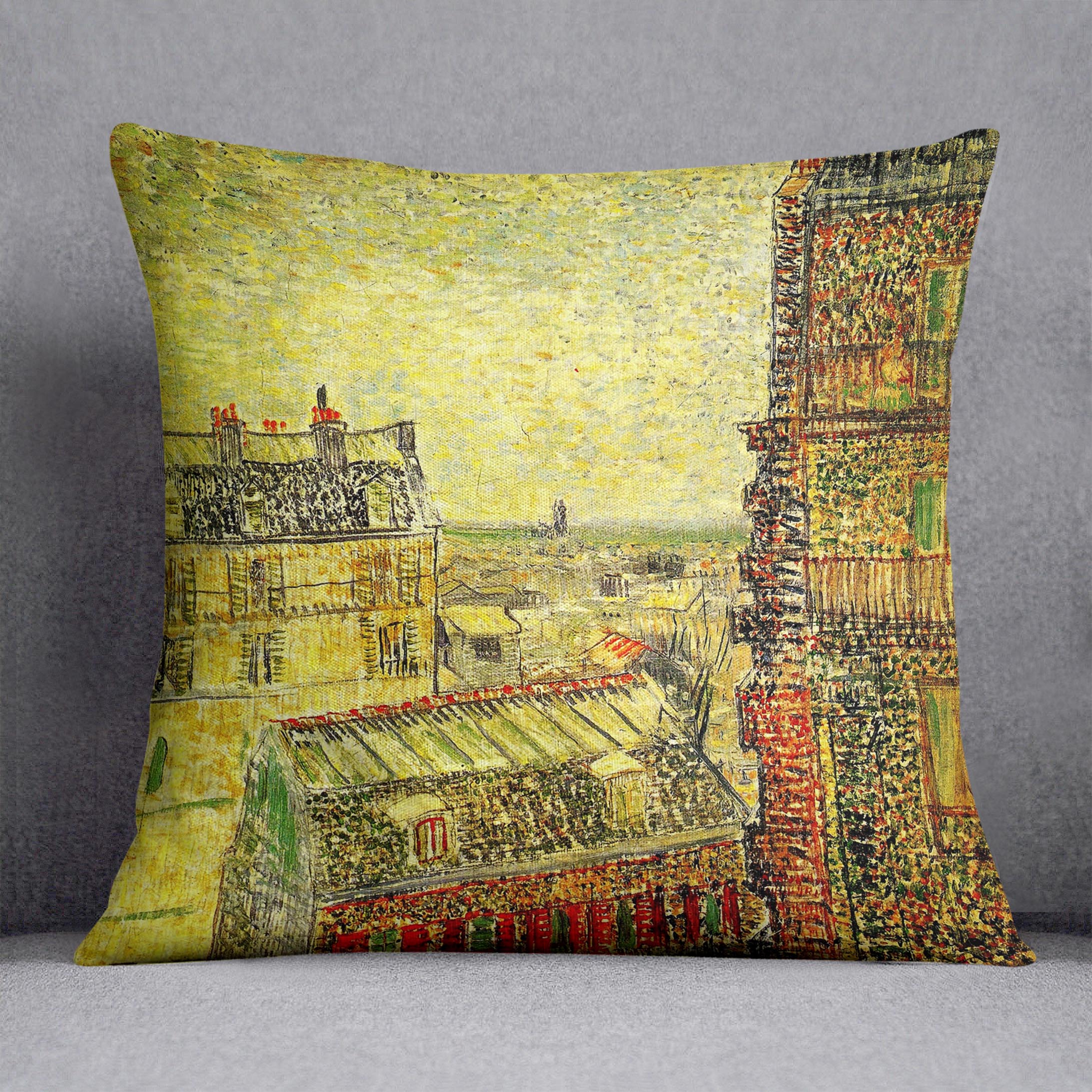 View of Paris from Vincent s Room in the Rue Lepic by Van Gogh Cushion
