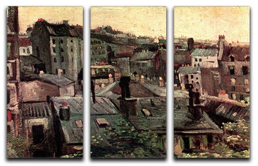 View of Roofs and Backs of Houses by Van Gogh 3 Split Panel Canvas Print - Canvas Art Rocks - 4
