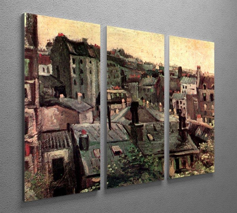 View of Roofs and Backs of Houses by Van Gogh 3 Split Panel Canvas Print - Canvas Art Rocks - 4