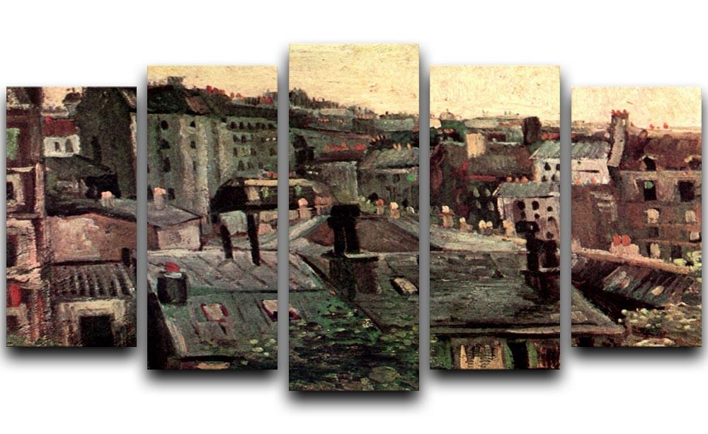 View of Roofs and Backs of Houses by Van Gogh 5 Split Panel Canvas  - Canvas Art Rocks - 1