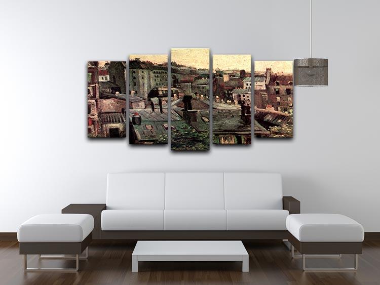 View of Roofs and Backs of Houses by Van Gogh 5 Split Panel Canvas - Canvas Art Rocks - 3