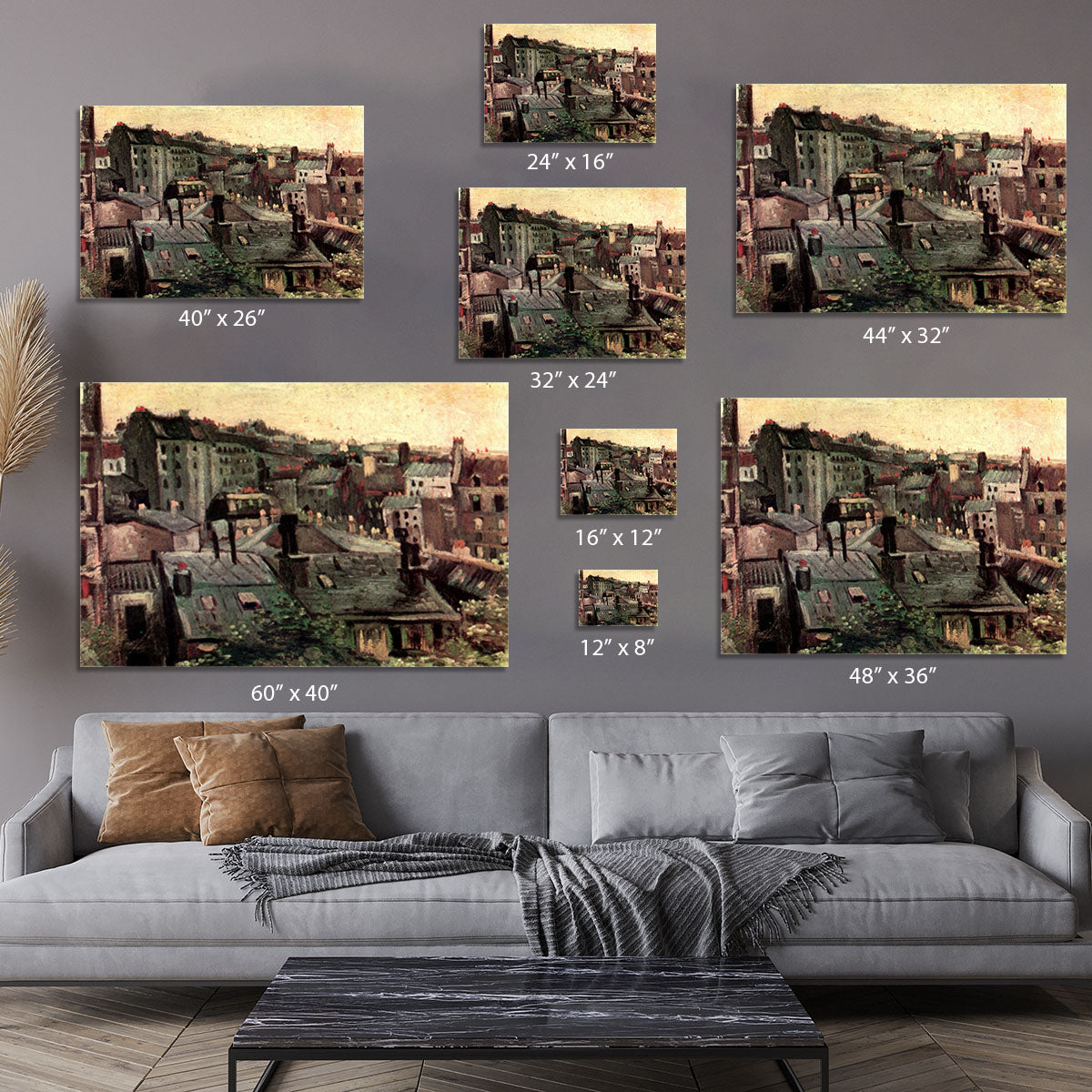 View of Roofs and Backs of Houses by Van Gogh Canvas Print or Poster - Canvas Art Rocks - 7