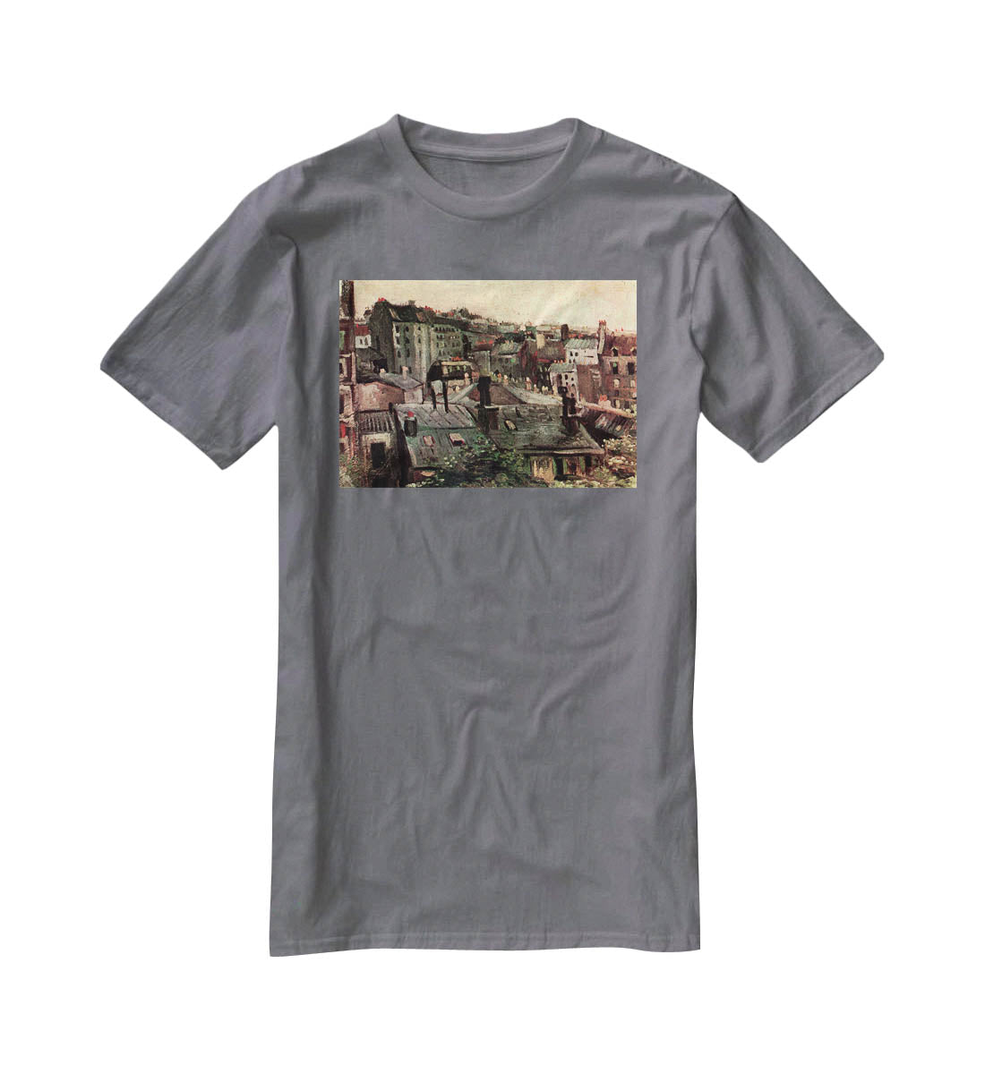 View of Roofs and Backs of Houses by Van Gogh T-Shirt - Canvas Art Rocks - 3