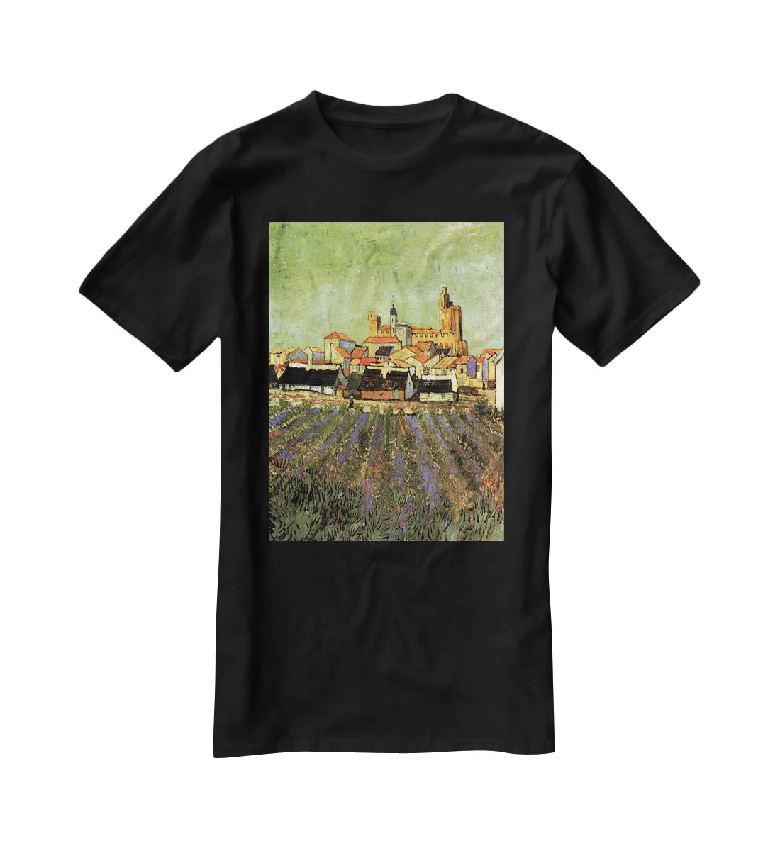 View of Saintes-Maries by Van Gogh T-Shirt - Canvas Art Rocks - 1