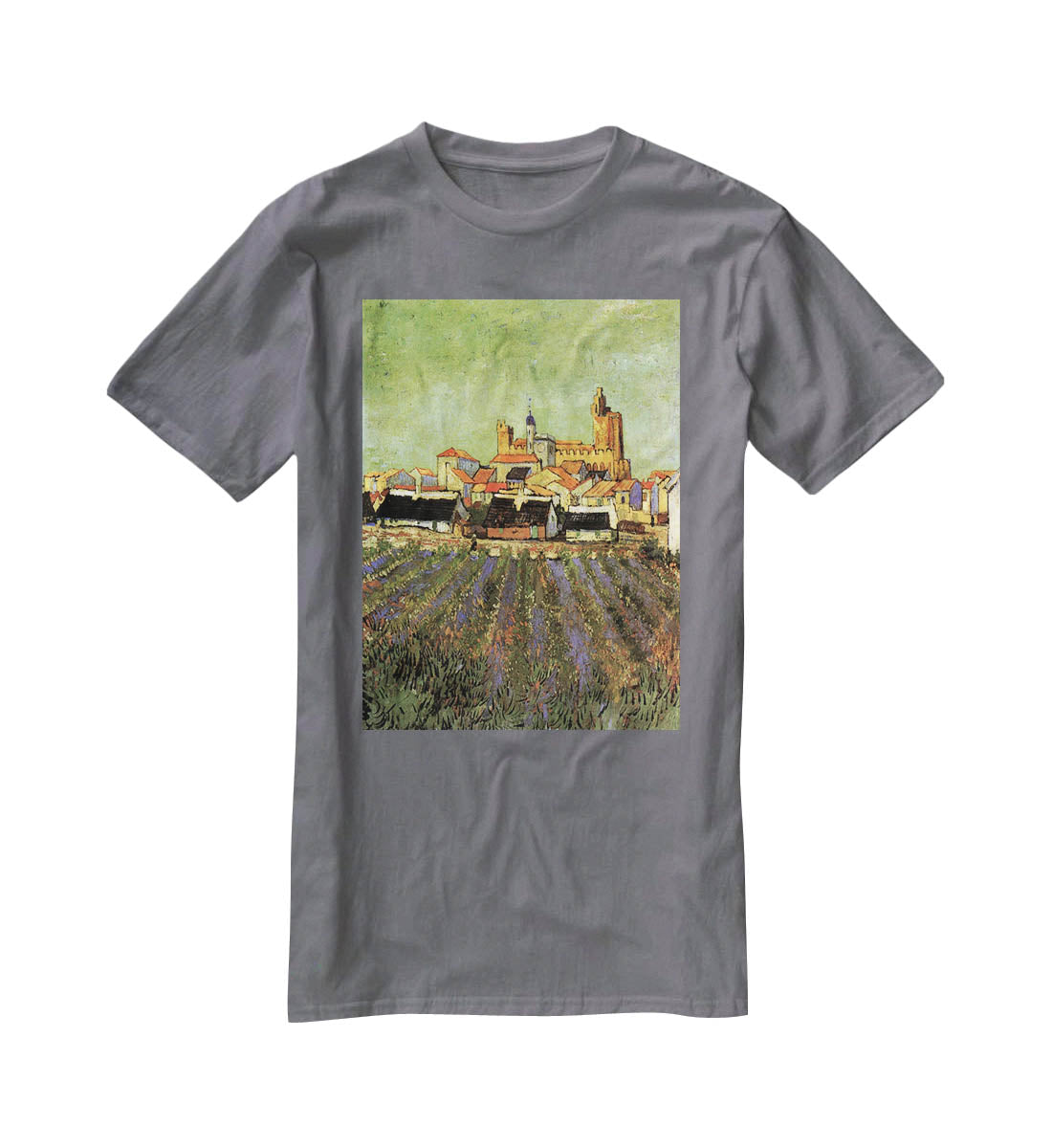 View of Saintes-Maries by Van Gogh T-Shirt - Canvas Art Rocks - 3