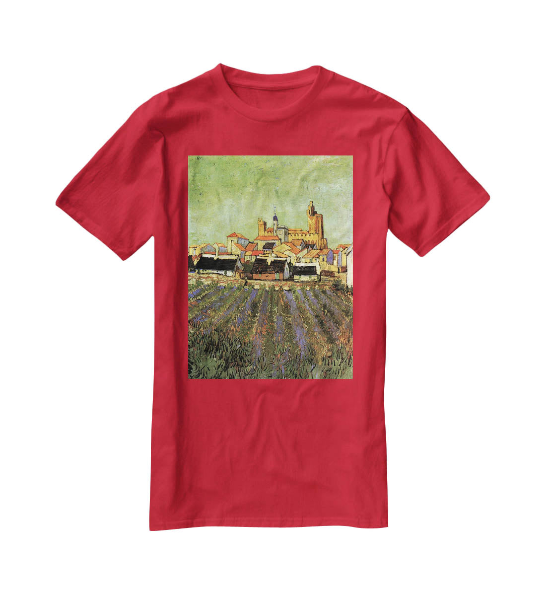 View of Saintes-Maries by Van Gogh T-Shirt - Canvas Art Rocks - 4