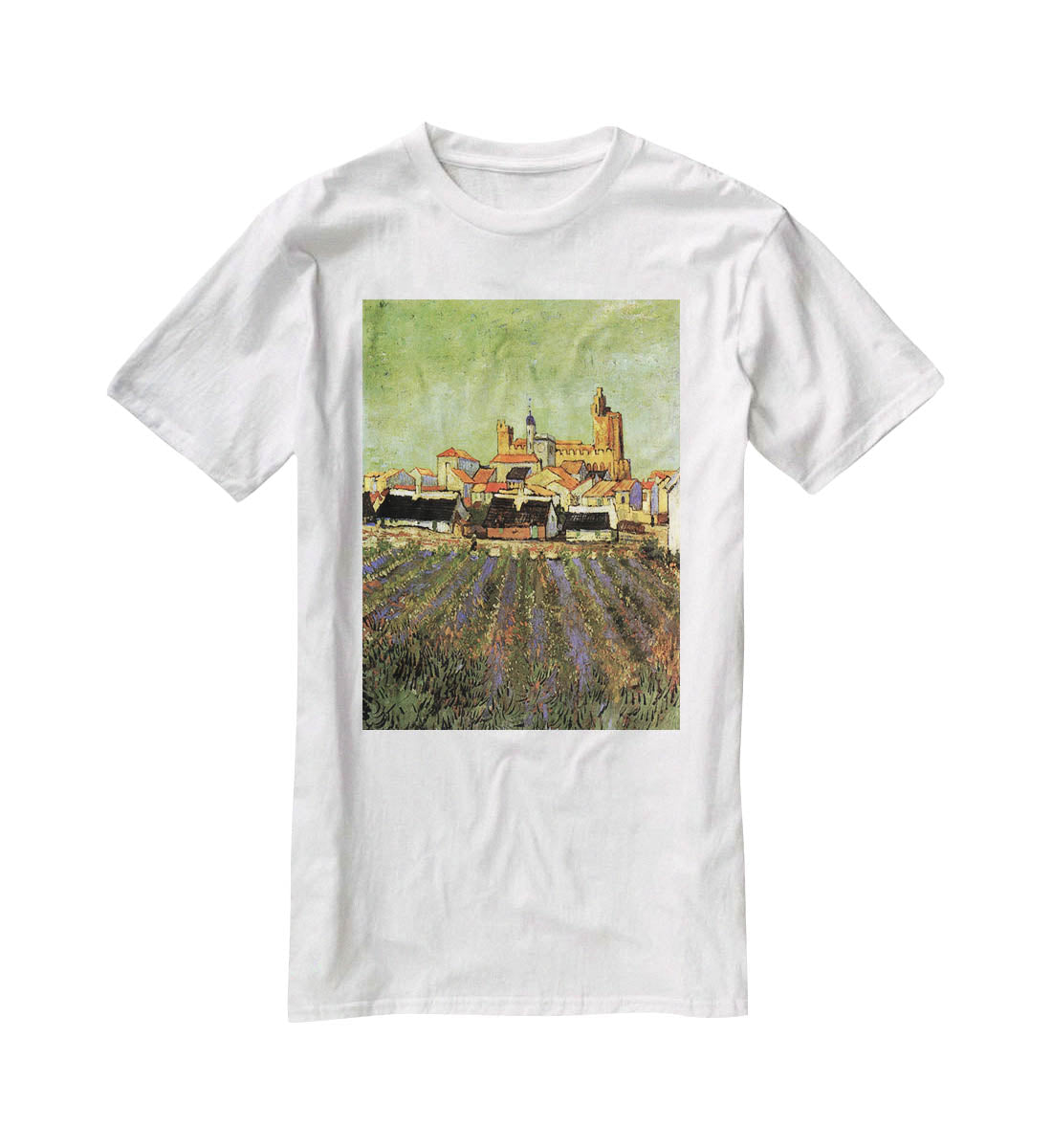 View of Saintes-Maries by Van Gogh T-Shirt - Canvas Art Rocks - 5