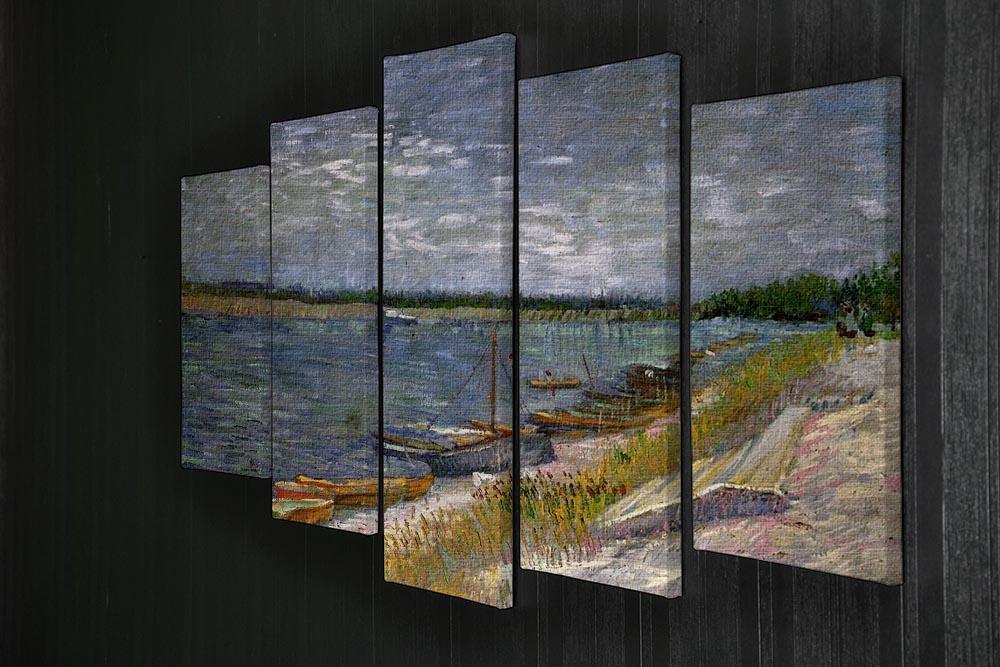 View of a River with Rowing Boats by Van Gogh 5 Split Panel Canvas - Canvas Art Rocks - 2