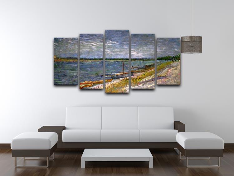 View of a River with Rowing Boats by Van Gogh 5 Split Panel Canvas - Canvas Art Rocks - 3