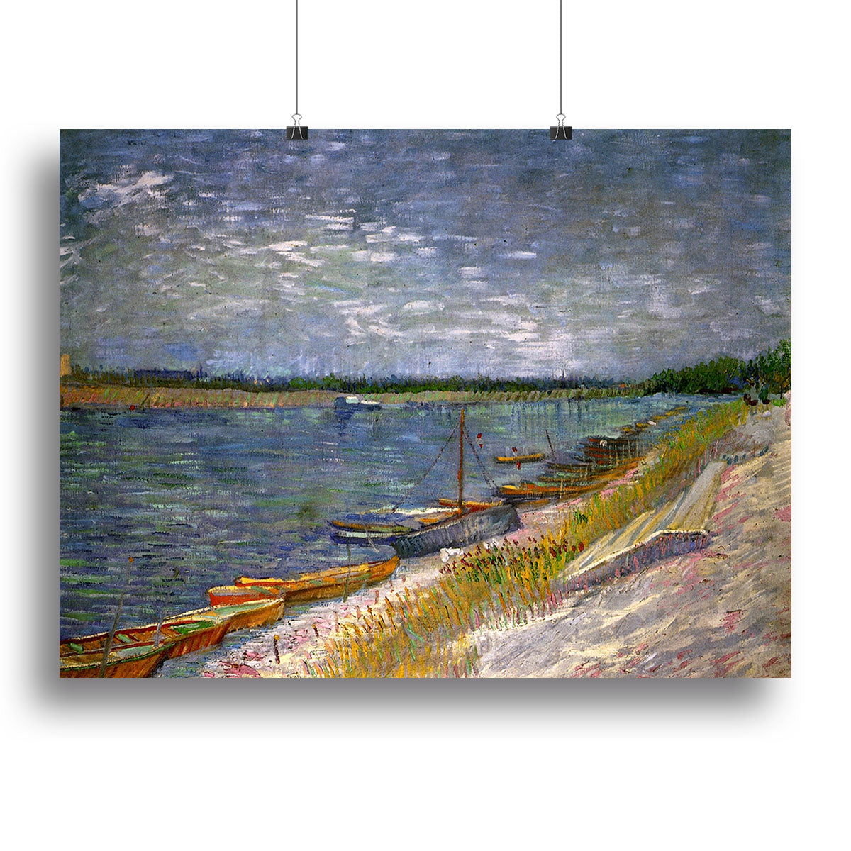 View of a River with Rowing Boats by Van Gogh Canvas Print or Poster - Canvas Art Rocks - 2