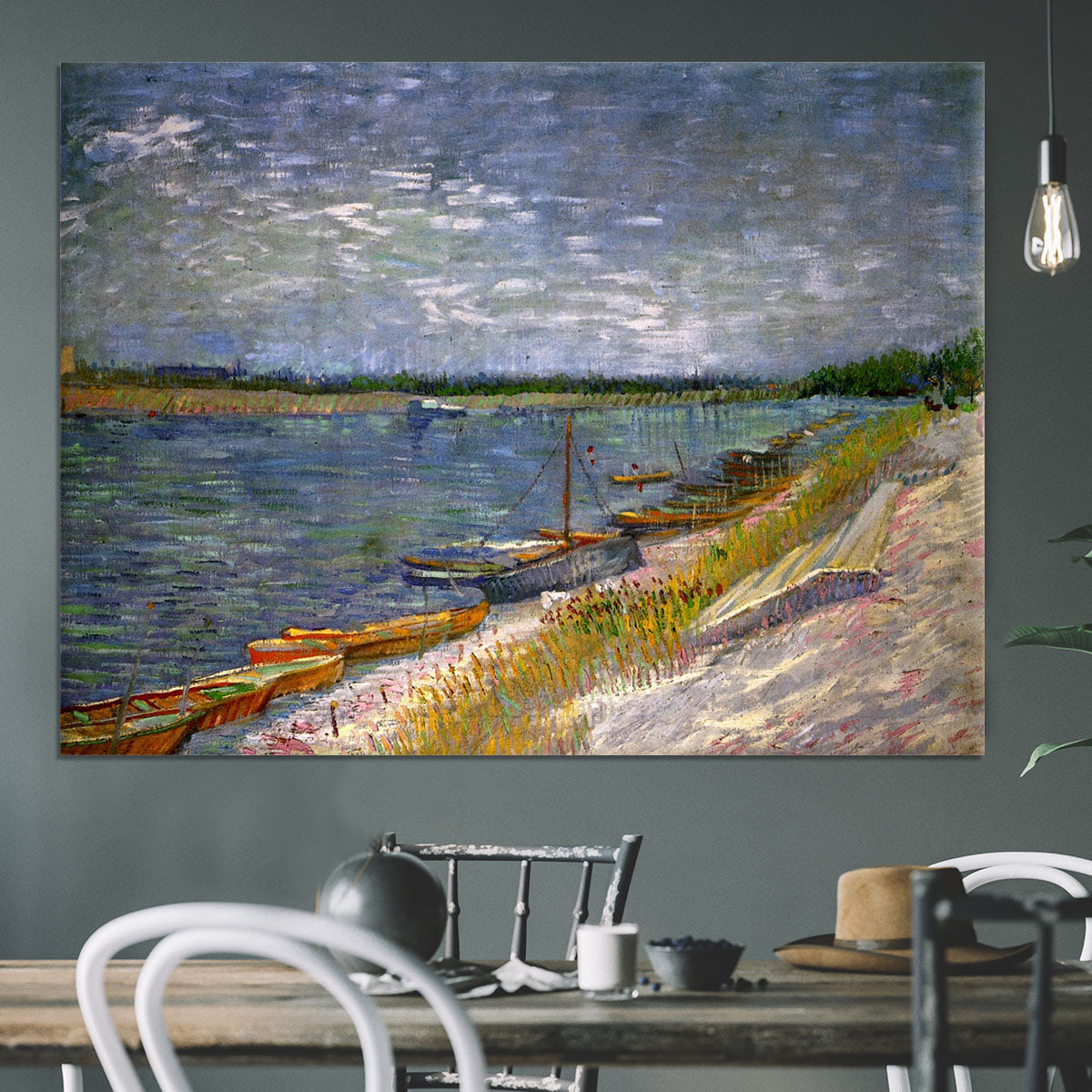 View of a River with Rowing Boats by Van Gogh Canvas Print or Poster - Canvas Art Rocks - 3