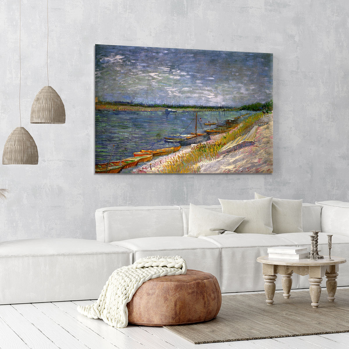 View of a River with Rowing Boats by Van Gogh Canvas Print or Poster - Canvas Art Rocks - 6