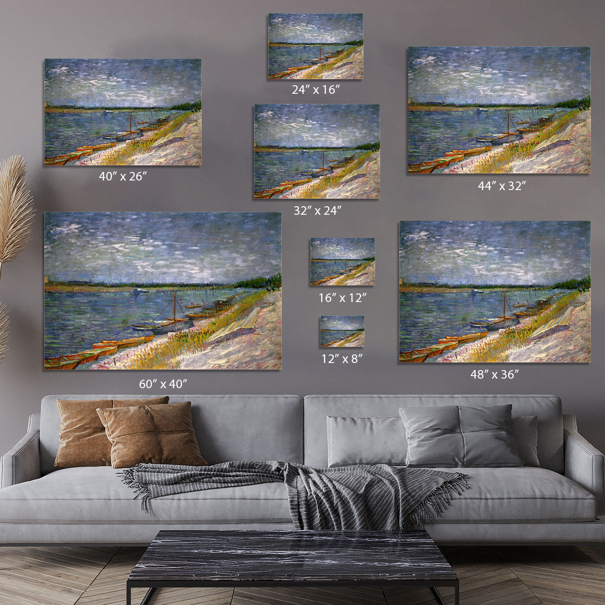 View of a River with Rowing Boats by Van Gogh Canvas Print or Poster - Canvas Art Rocks - 7