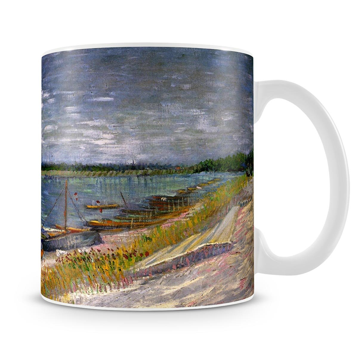 View of a River with Rowing Boats by Van Gogh Mug - Canvas Art Rocks - 4