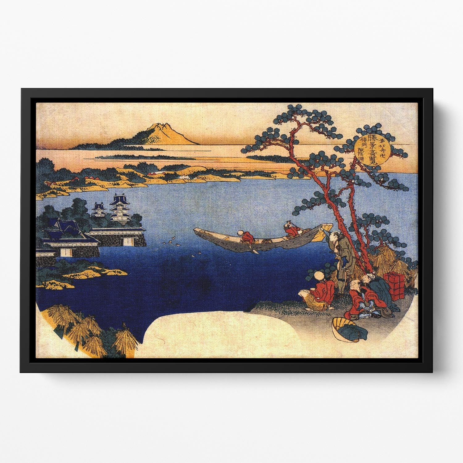 View of lake Suwa by Hokusai Floating Framed Canvas