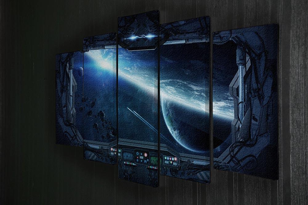 View of outer space from the window of a space station 5 Split Panel Canvas - Canvas Art Rocks - 2