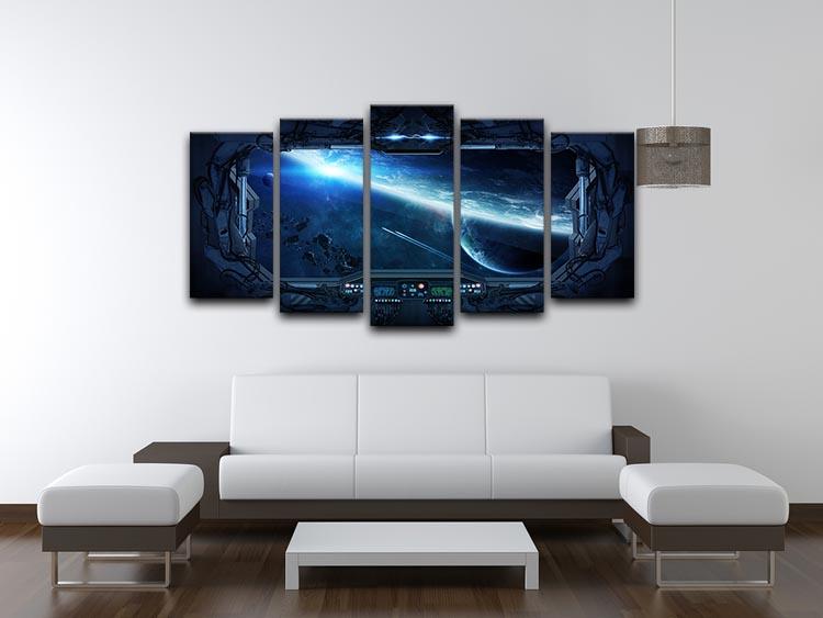 View of outer space from the window of a space station 5 Split Panel Canvas - Canvas Art Rocks - 3