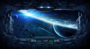 View of outer space from the window of a space station Wall Mural Wallpaper - Canvas Art Rocks - 1