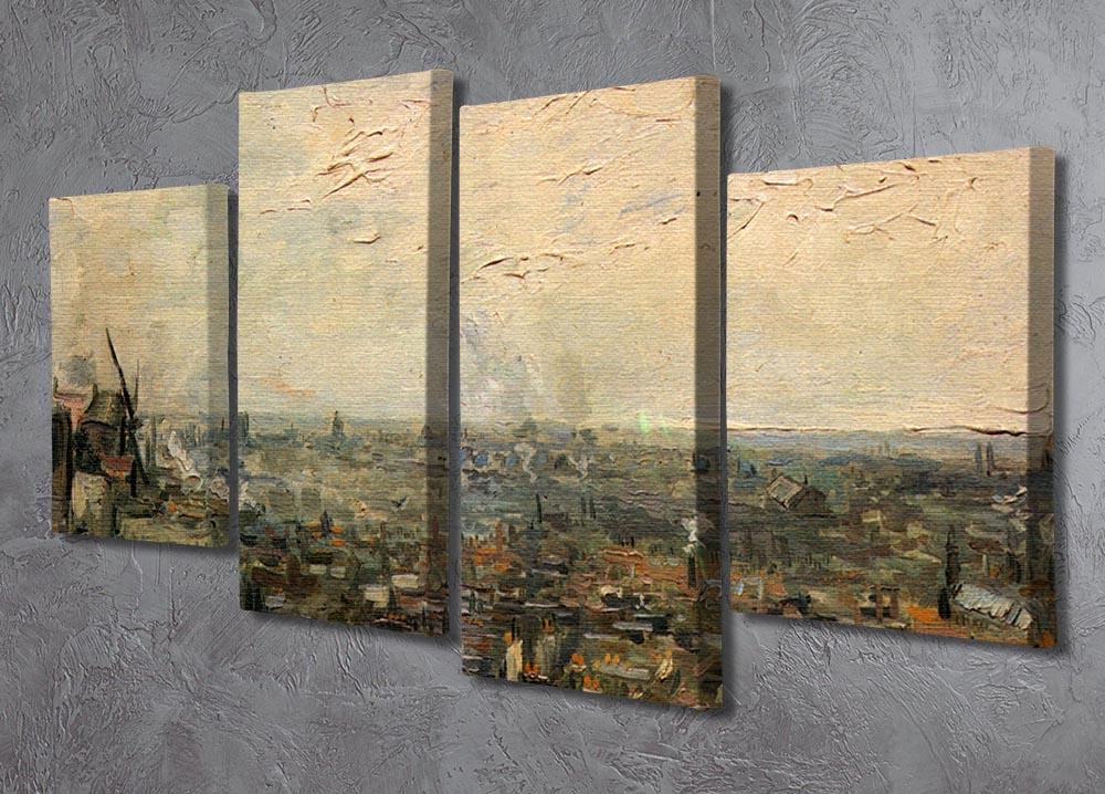 View of paris from Montmarte by Van Gogh 4 Split Panel Canvas - Canvas Art Rocks - 2