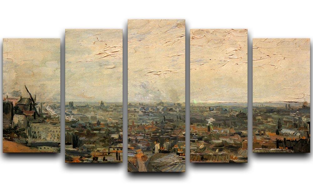View of paris from Montmarte by Van Gogh 5 Split Panel Canvas  - Canvas Art Rocks - 1